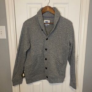 Old Navy Mens Small Cardigan Sweater Shawl Collar Gray Button Front Grandpacore